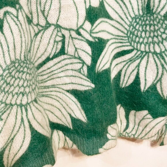 EUC Sezane Julietta Floral Mohair Wool Sweater Green Ecru Medium - Picture 6 of 9